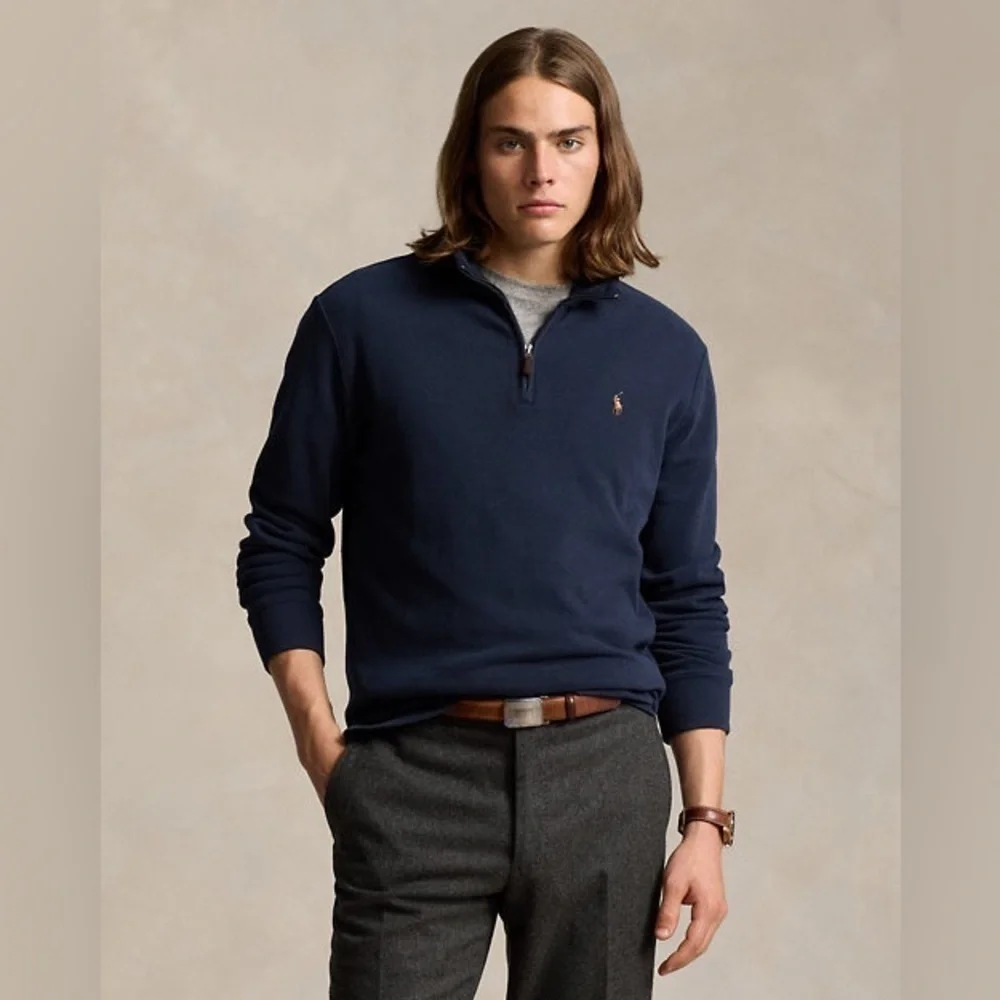 Polo Ralph Lauren Quarter Zip Pullover Sweater in Navy Blue size Large